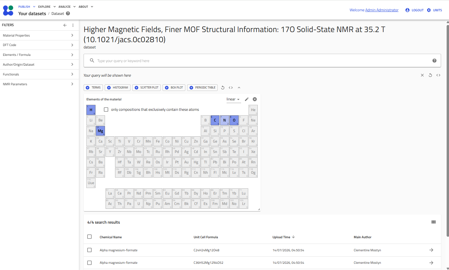 Individual dataset exploration view