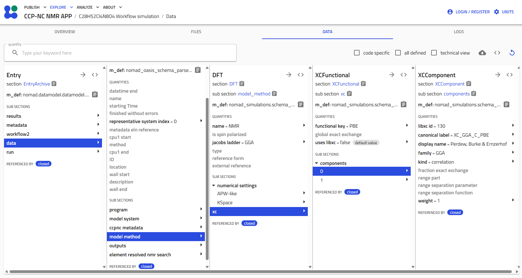 Model Method exchange-correlation functional information