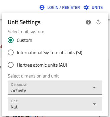 Unit Settings panel