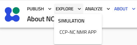 Explore menu showing the CCP-NC NMR App option