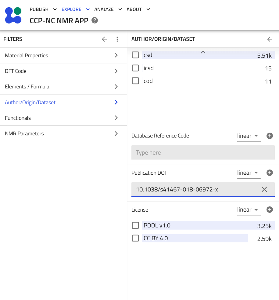 Publication DOI filter with a full DOI entered