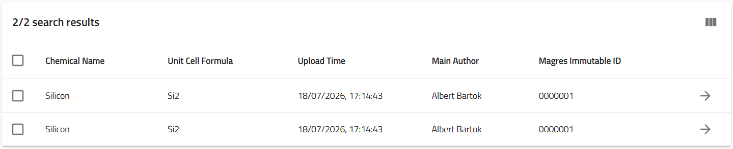 Two search results sharing the same Immutable ID