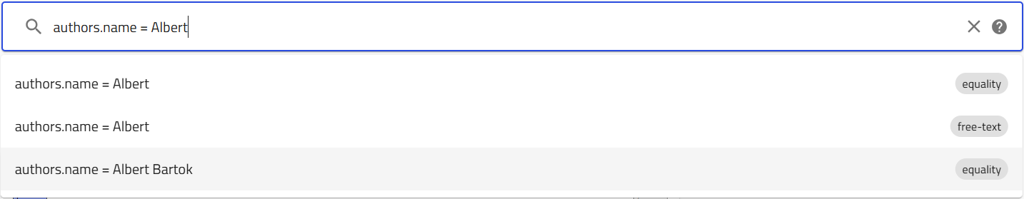 Entering an author name value with equality search