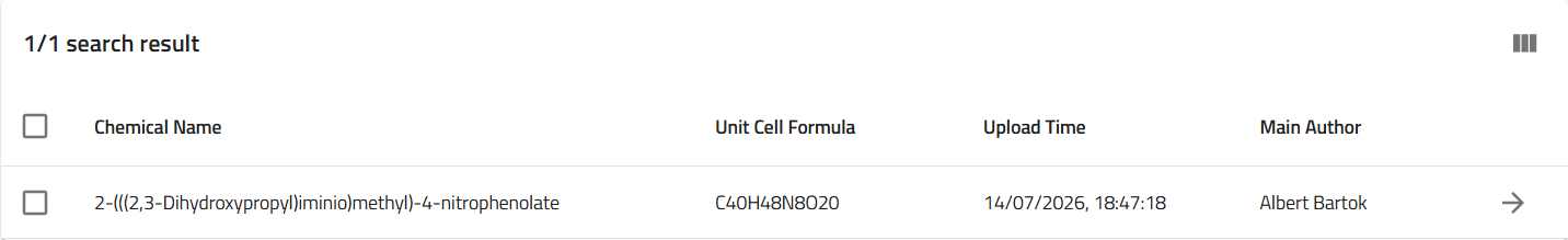 Search result for the equality chemical name search