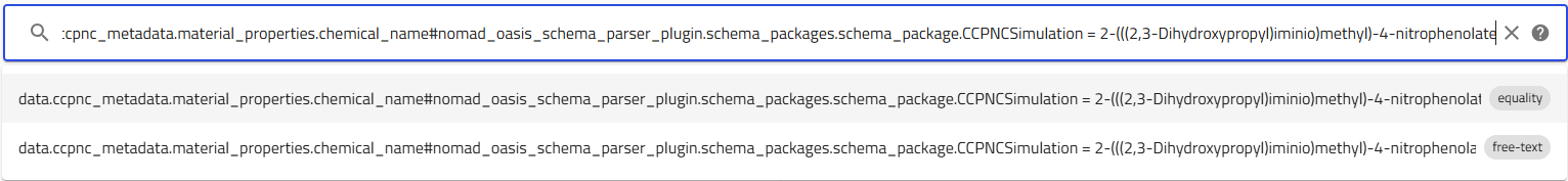 Equality search using the full IUPAC chemical name