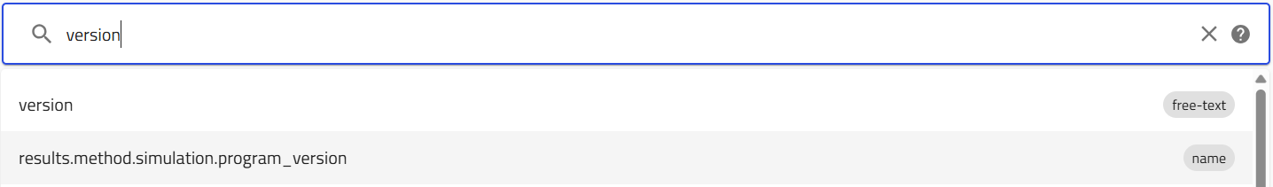 Choosing the program version field in the search bar