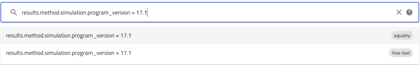 Entering a program version value with equality search
