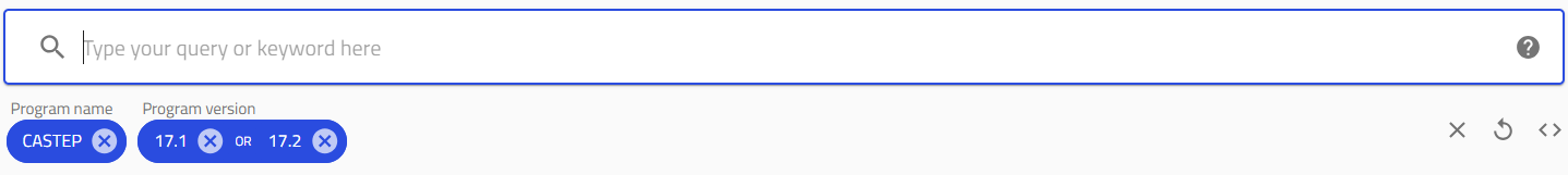 Combined program name and version filters applied