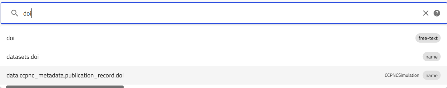 Choosing the publication DOI field in the search bar