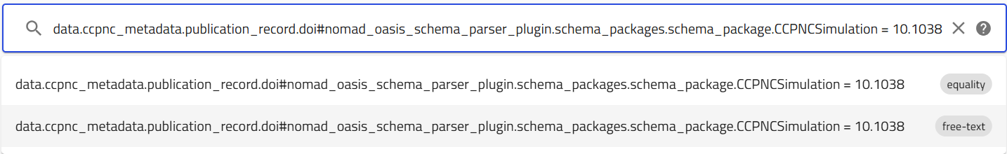 Partial DOI entered with the free-text option