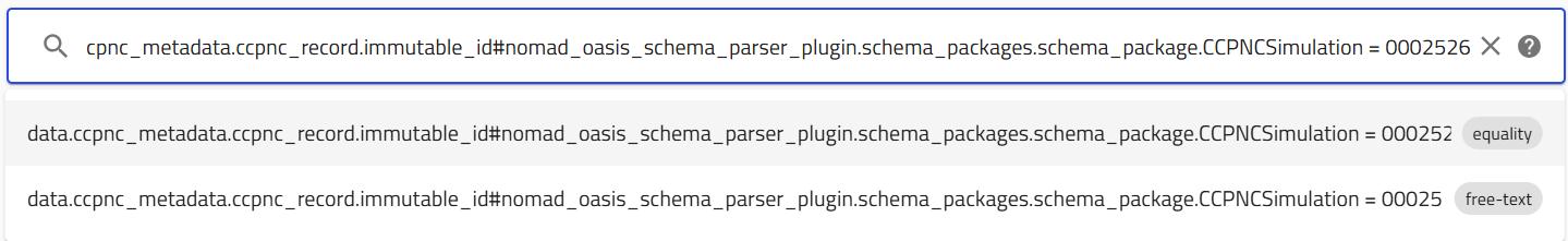Entering a seven-digit Immutable ID value with equality search
