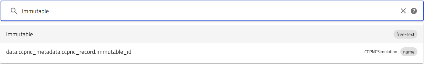 Choosing the immutable_id field in the search bar