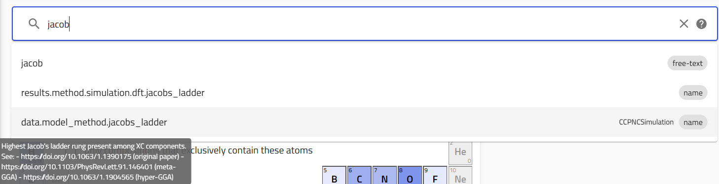 Choosing the Jacob's Ladder field in the search bar
